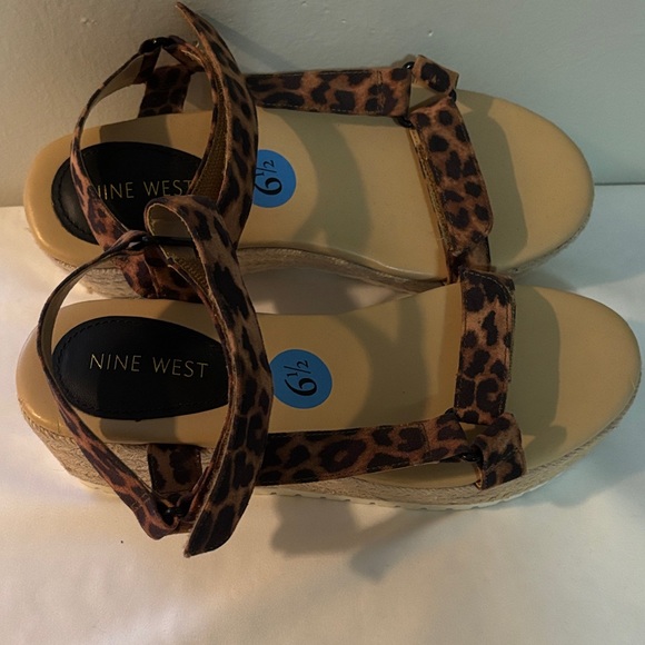 Nine West Brown Leopard Print Sandals - Picture 2 of 5